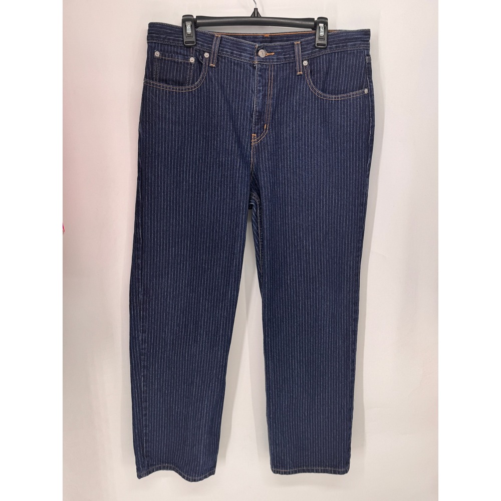 Levi's 501 Jeans Mens 32x30 Blue EUC Pinstripe Straight Leg Cotton Denim